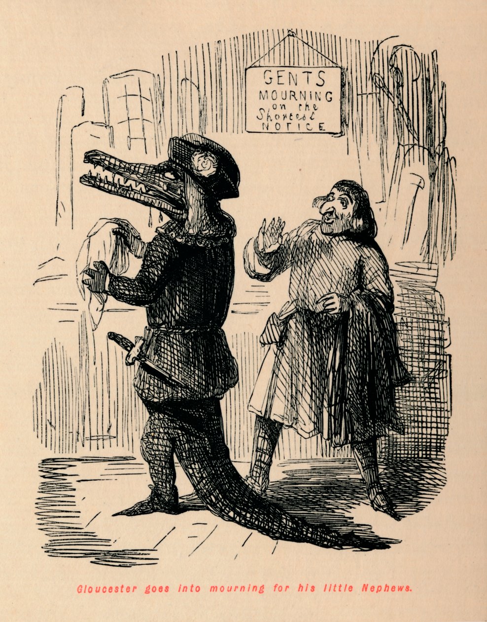 Gloucester gyászolja ezt a kis unokaöccsét, alkotó: John Leech