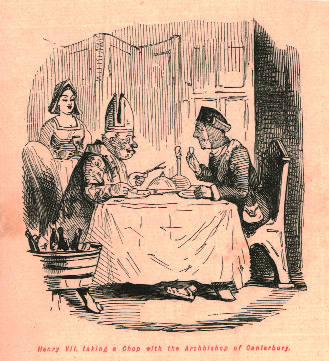 VII. Henrik a canterburyi érsekkel evett, 1897. alkotó: John Leech
