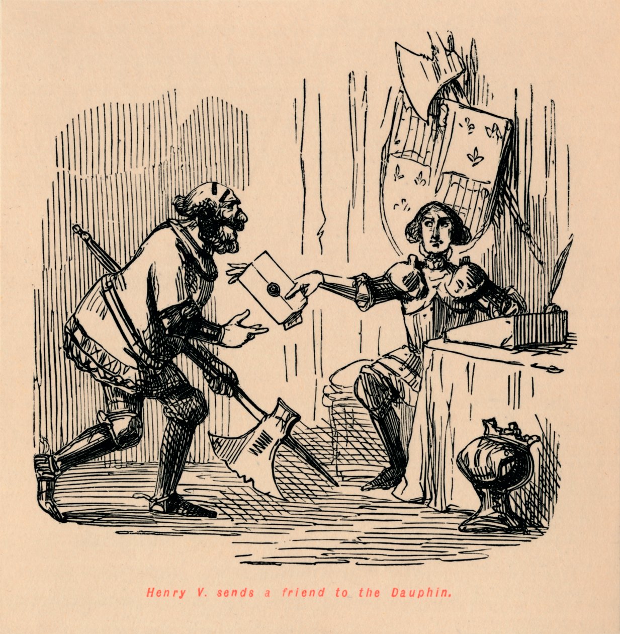 Henry V. barátját küldi a Dauphinhoz, c1860, c1860 alkotó: John Leech