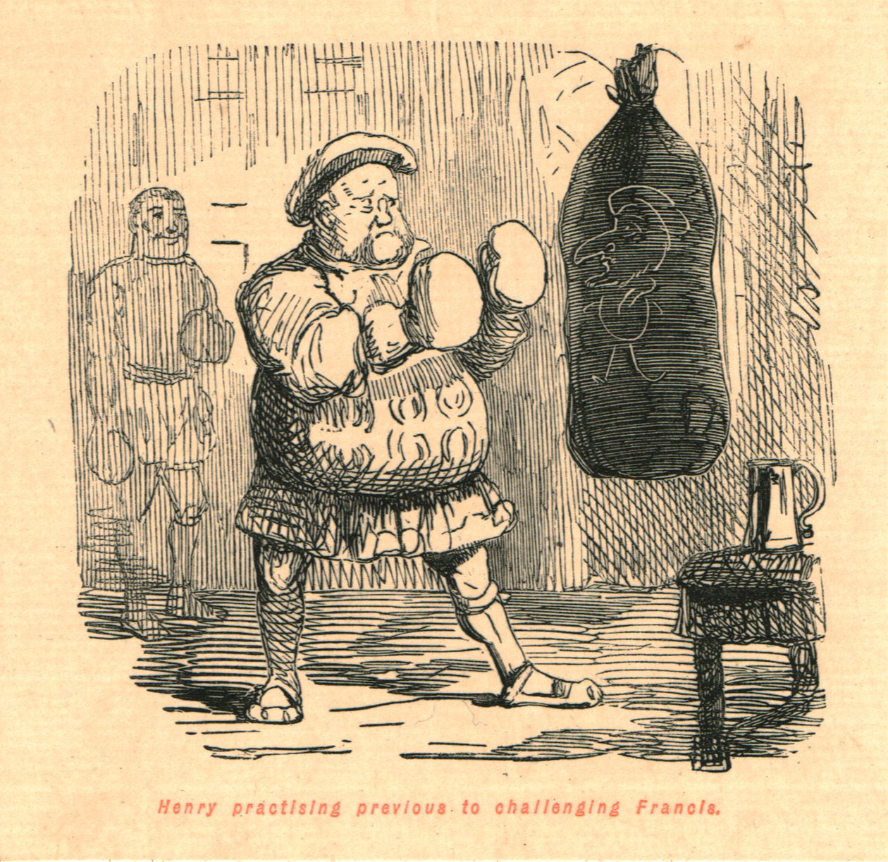 Henry gyakorlása Francis kihívója előtt, 1897. alkotó: John Leech
