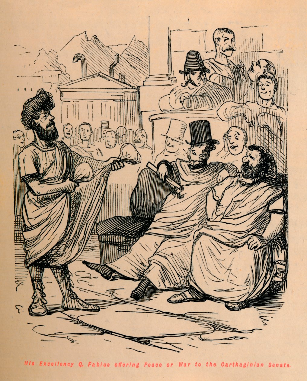 Q Fabius őexcellenciája békét vagy háborút ajánl a karthágói szenátusnak, 1852 alkotó: John Leech