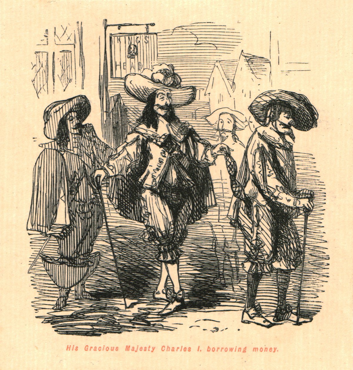 Kegyelmes I. Károly őfelsége, pénzt kölcsönözve, 1897. alkotó: John Leech