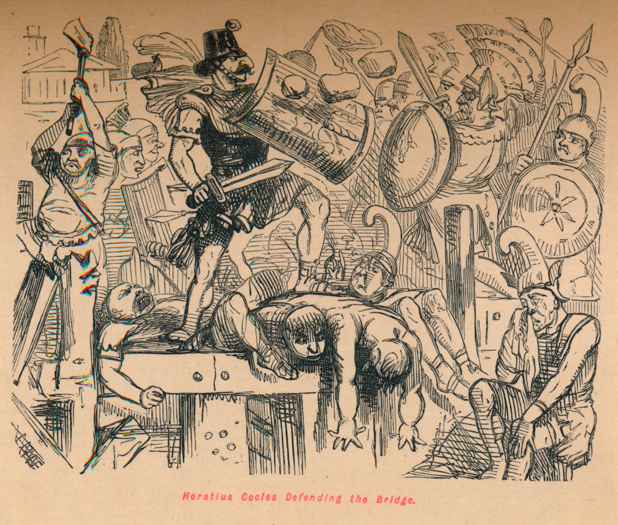 Horatius Cocles a hidat védve, 1852 alkotó: John Leech