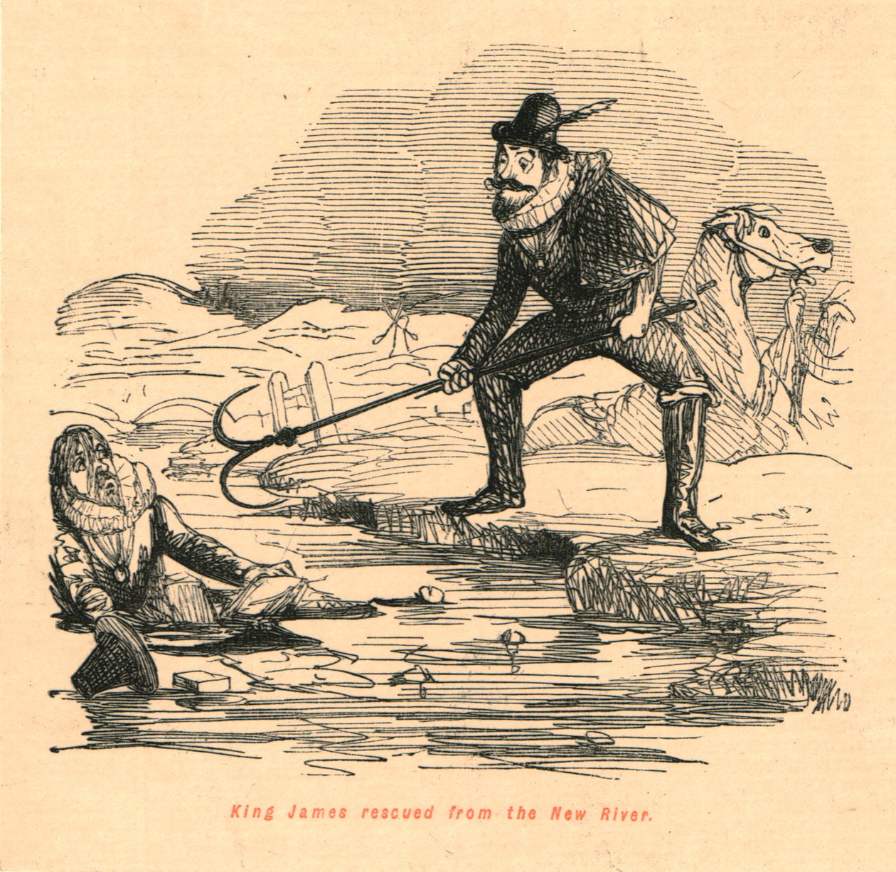 Jakab királyt megmentették az Új folyóból, 1897. alkotó: John Leech