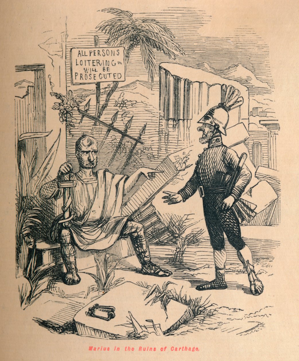 Marius Karthágó romjaiban, 1852 alkotó: John Leech