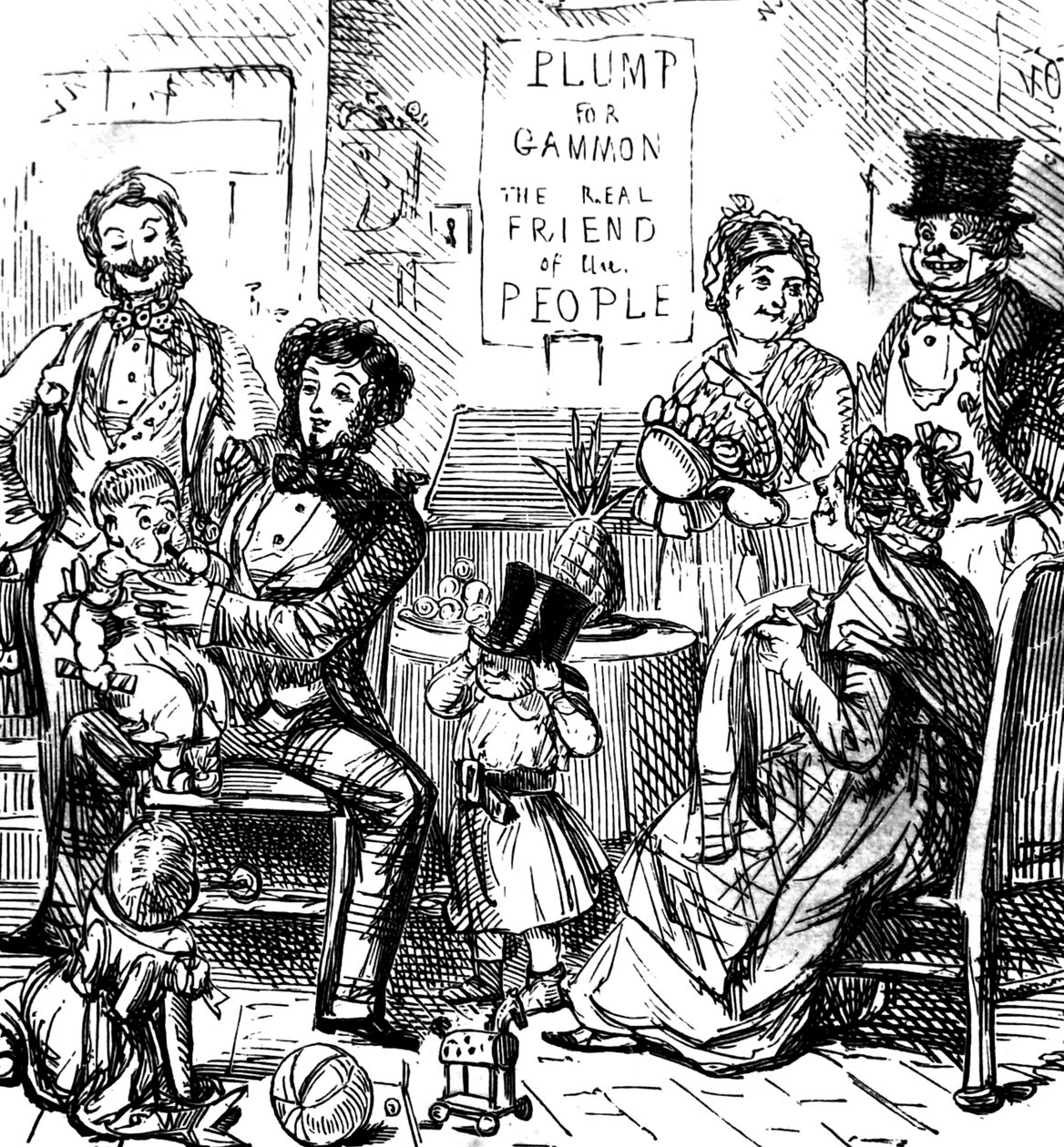 Egy első osztályú család tagjai együtt töltik az időt egy boltban alkotó: John Leech