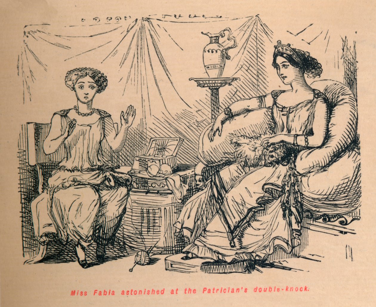 Fabia kisasszony megdöbbent a patríciusok kettős kopogtatásán, 1852 alkotó: John Leech