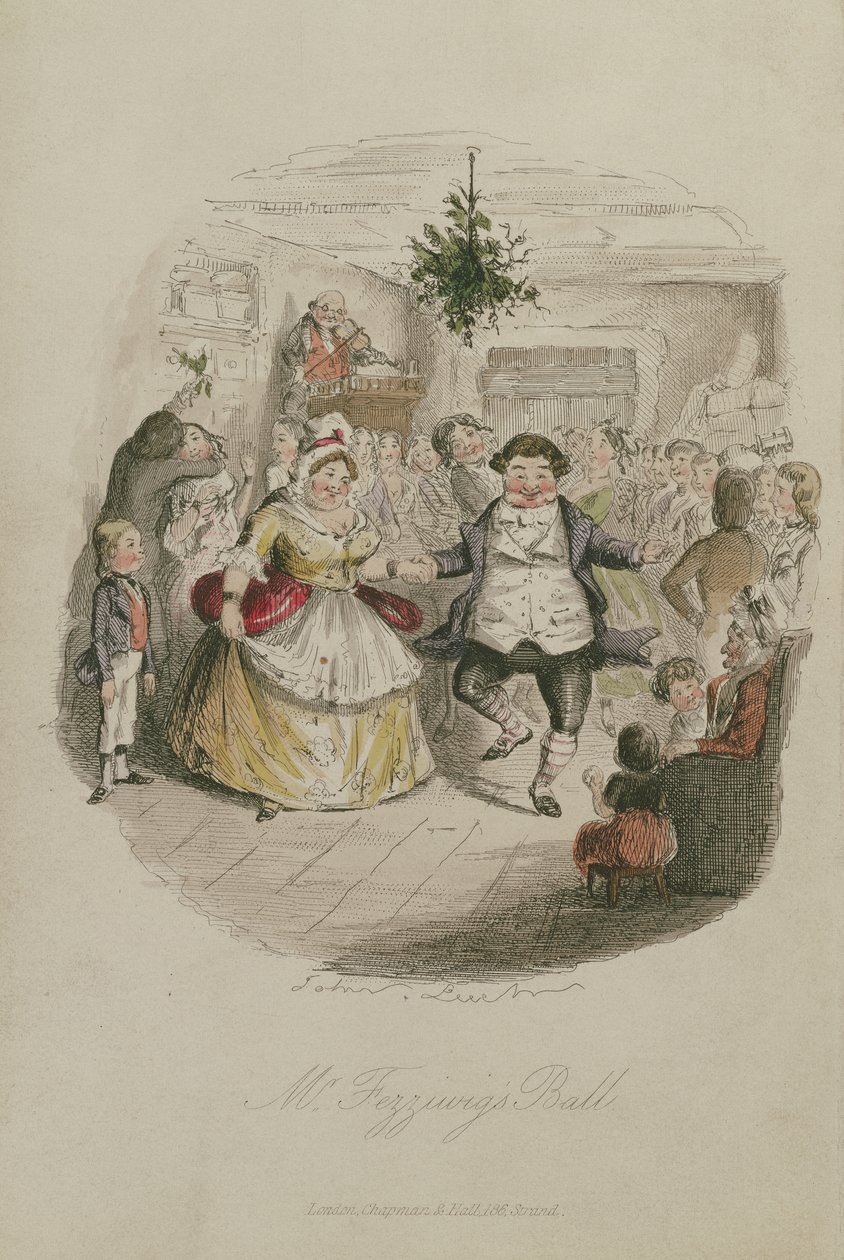 Mr Fezzywigs Ball, illusztráció: Charles Dickens (1812-1870) A karácsonyi énekből, pub. 1843 (kézzel színezett metszet) alkotó: John Leech