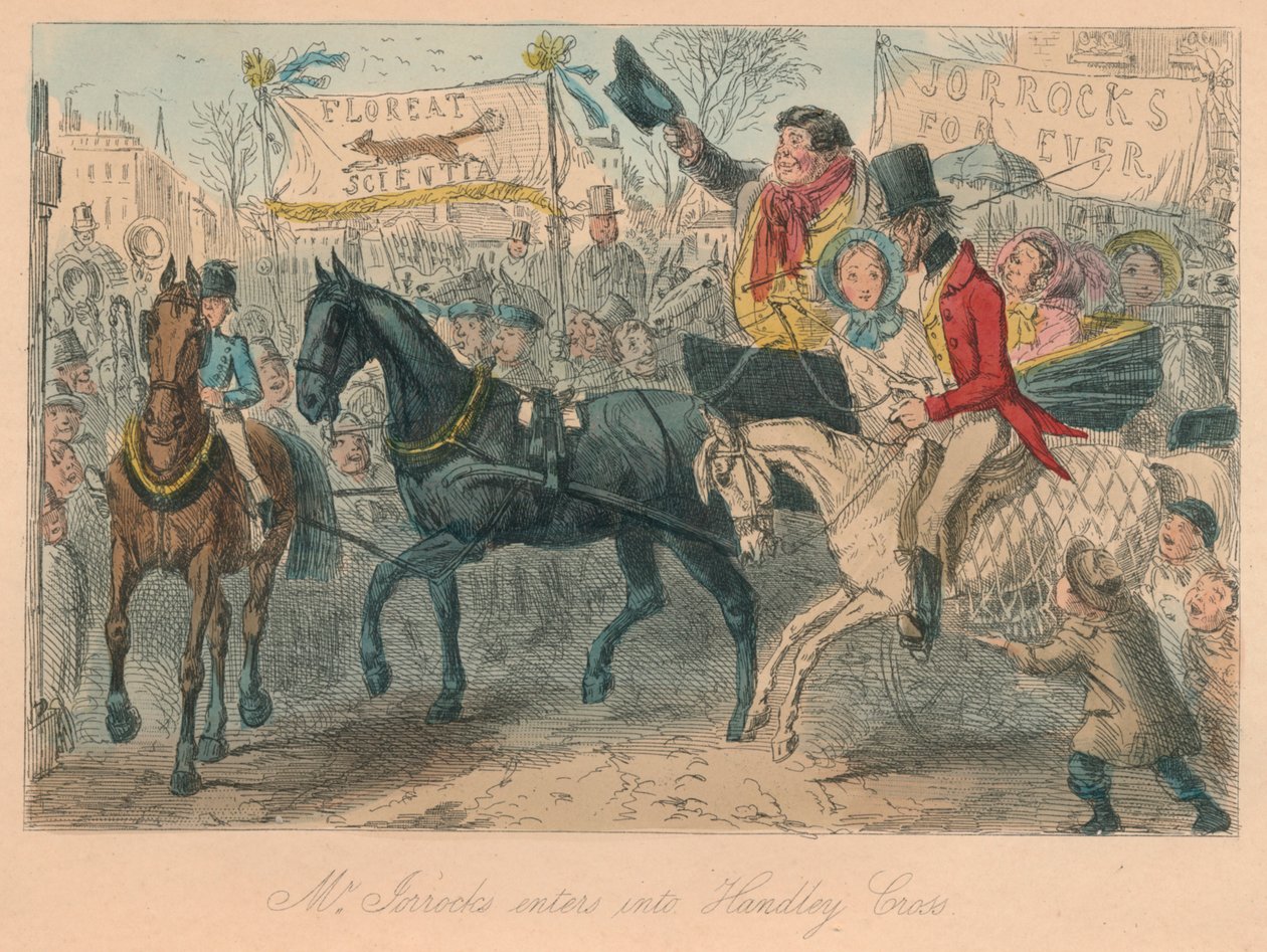 Mr. Jorrocks belép a Handley Crossba, 1854-ben alkotó: John Leech