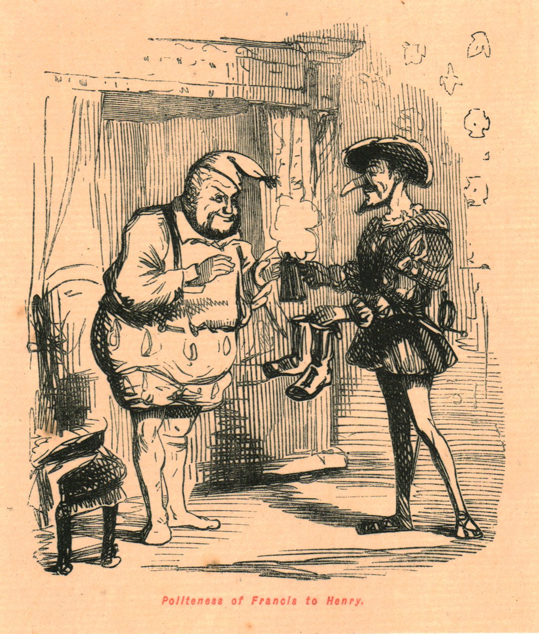 Ferenc udvariassága Henrikhez, 1897. alkotó: John Leech
