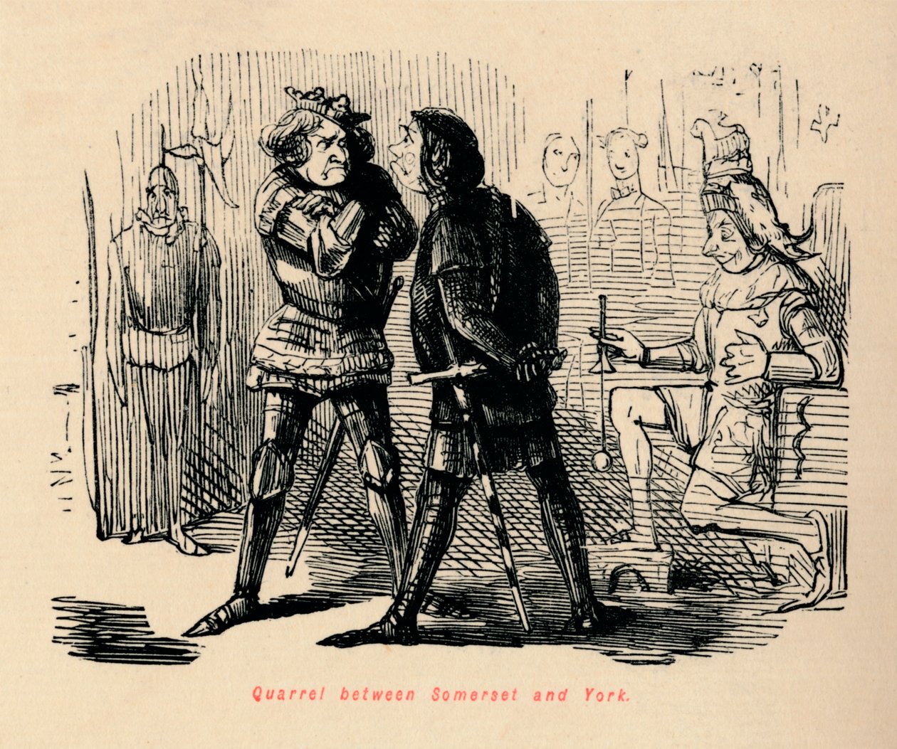 Veszekedés Somerset és York között, alkotó: John Leech