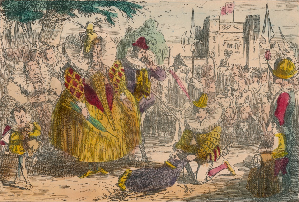 Erzsébet királynő és Sir Walter Raleigh, 1850 alkotó: John Leech