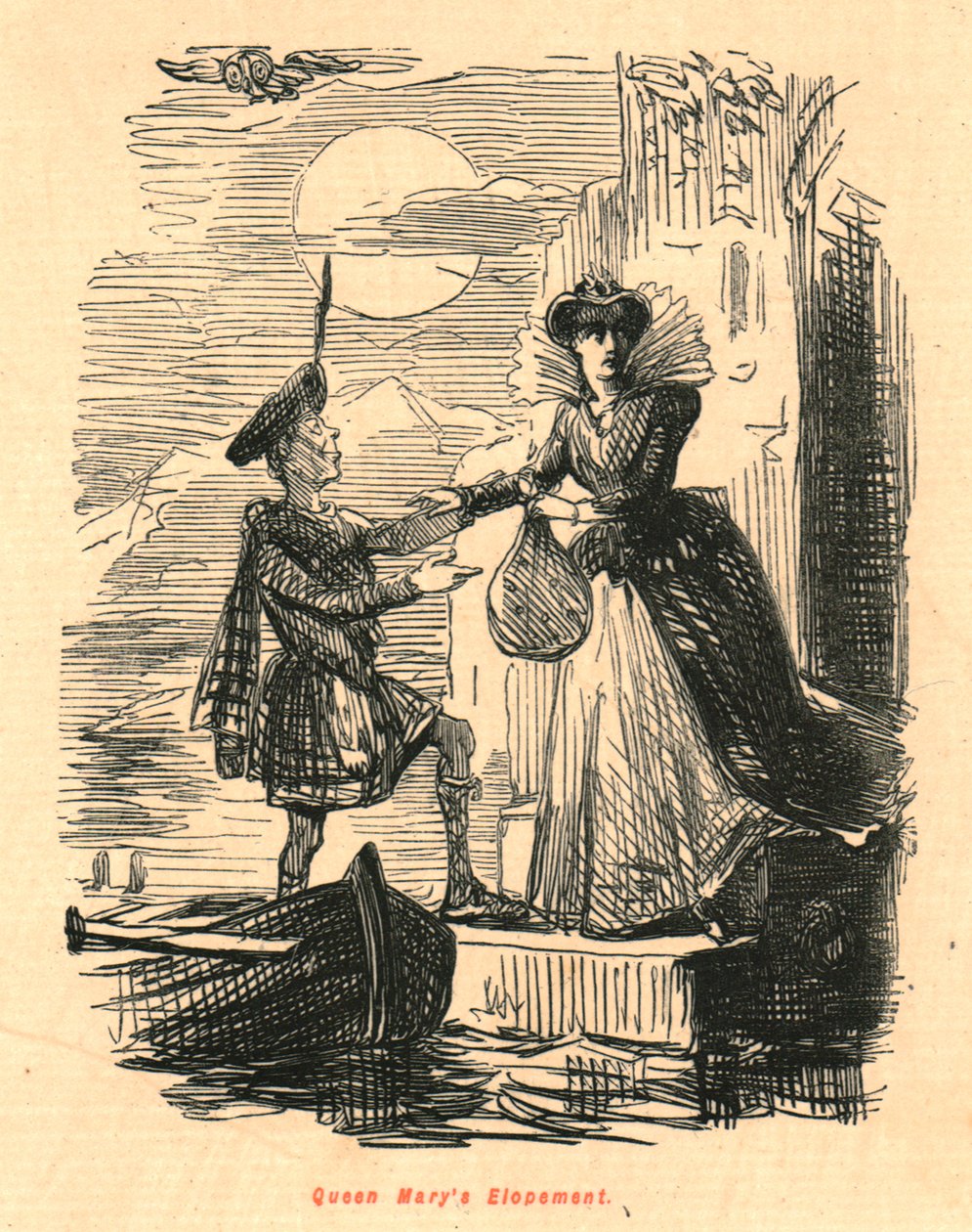 Queen Marys Elopement, 1897. alkotó: John Leech