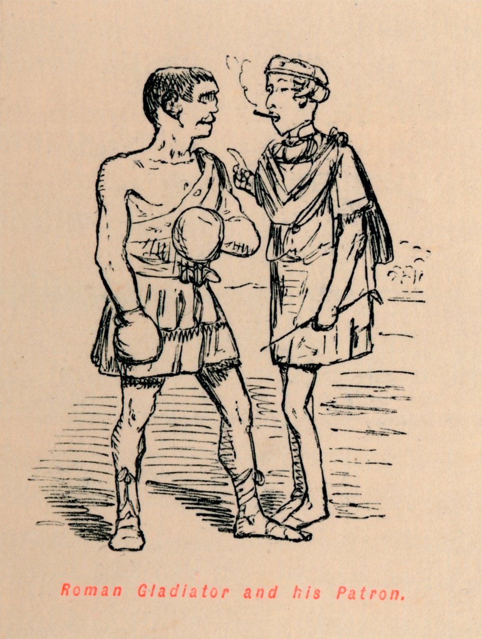 Római gladiátor és patrónusa, 1852 alkotó: John Leech