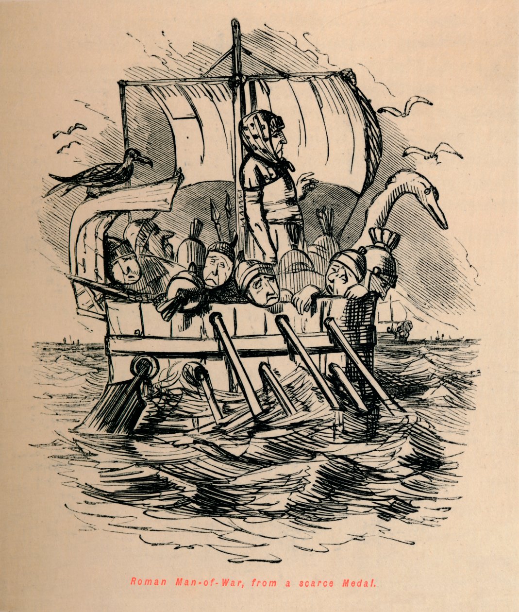 Római háborús ember, szűkös éremből, 1852 alkotó: John Leech