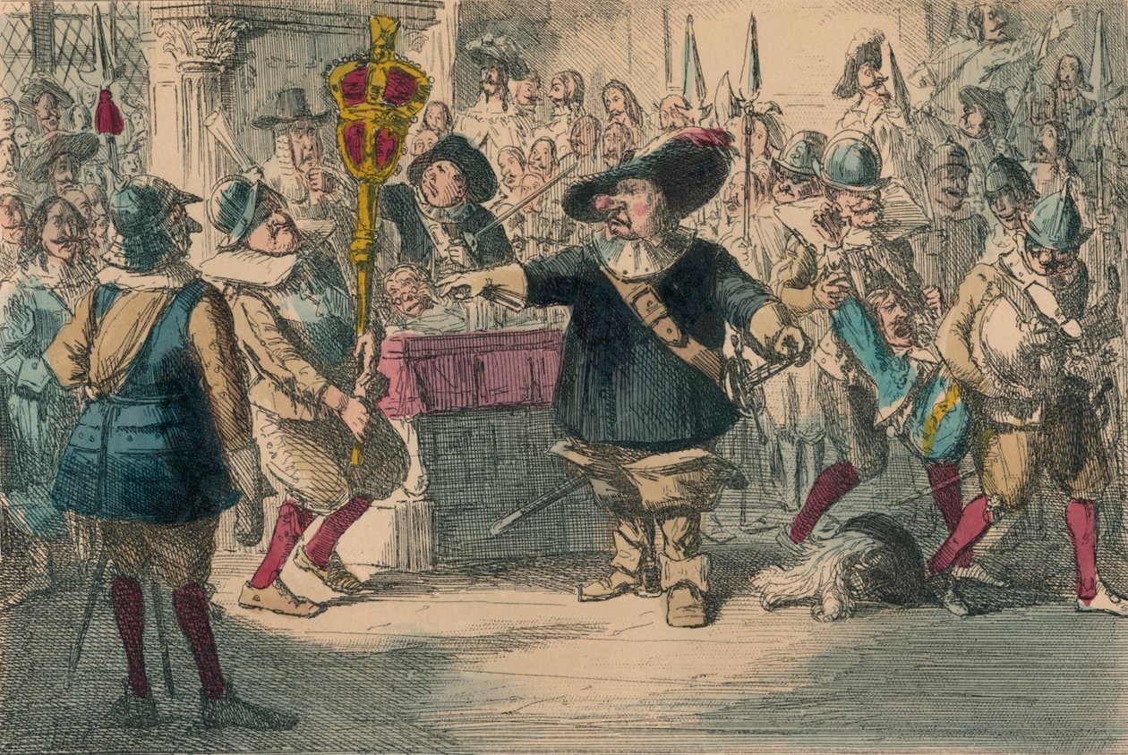 Vegye el azt a csecsebecsét: Cromwell feloszlatja a hosszú parlamentet, 1850 alkotó: John Leech