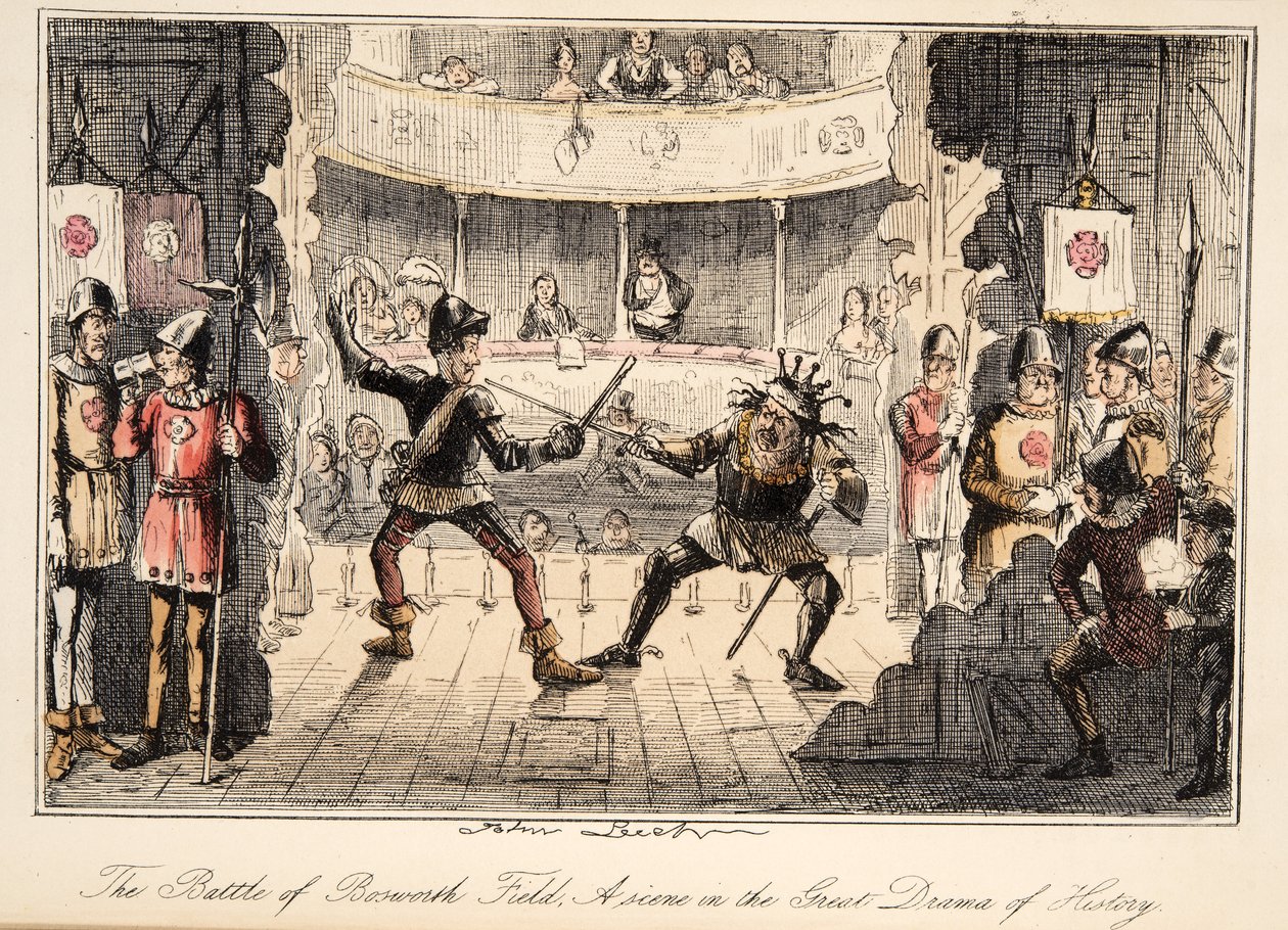 The Battle of Bosworth Field: Jelenet a történelem nagy drámájából, The Comic History of England, pub. 1864 (kézzel színezett rézkarc) alkotó: John Leech
