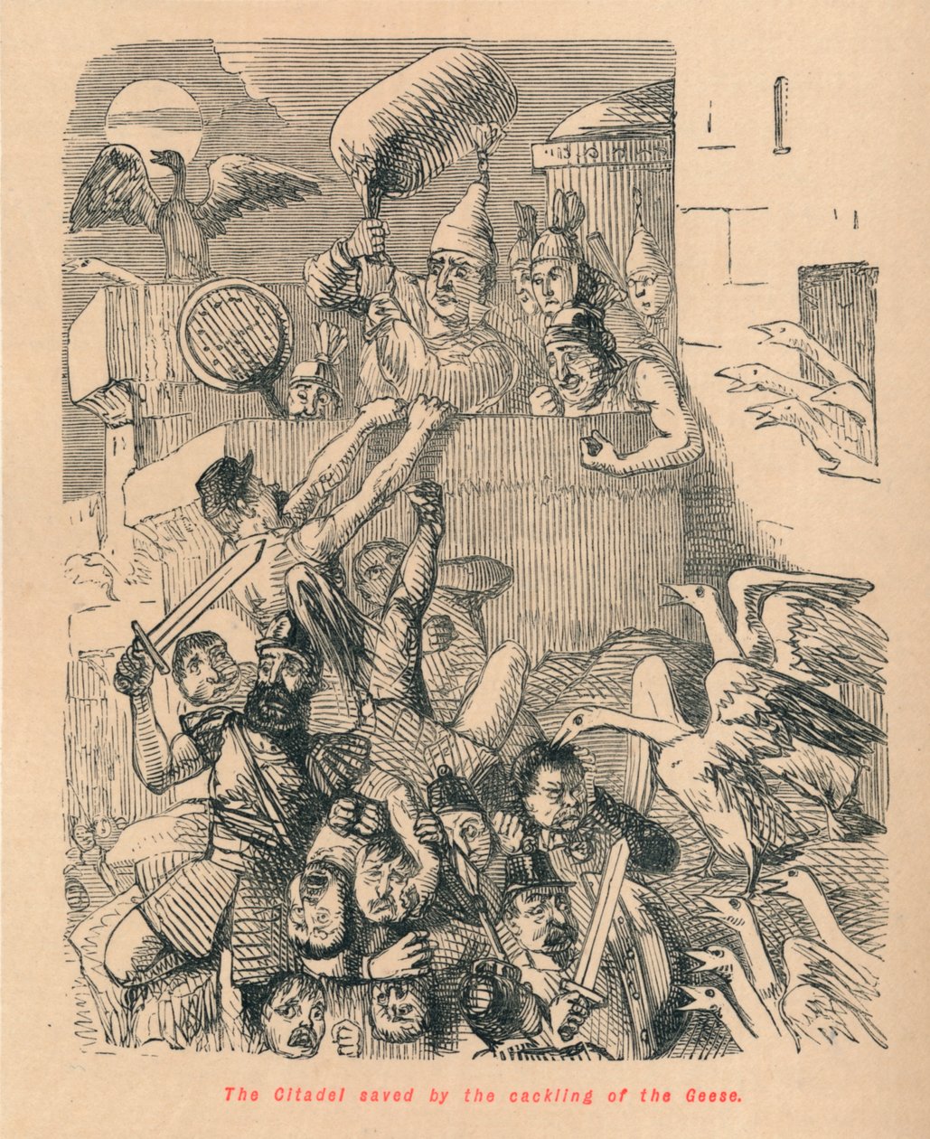 A libák kattanása által megmentett Citadella, 1852 alkotó: John Leech