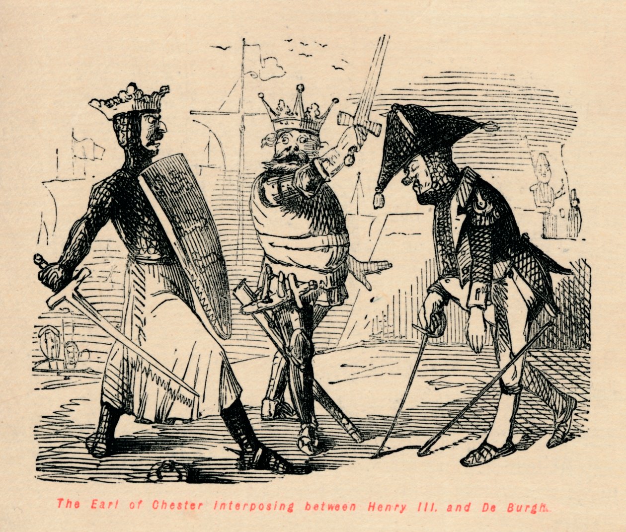 Chester grófja közbeszól III. Henrik és De Burgh között, 1860, 1860 alkotó: John Leech