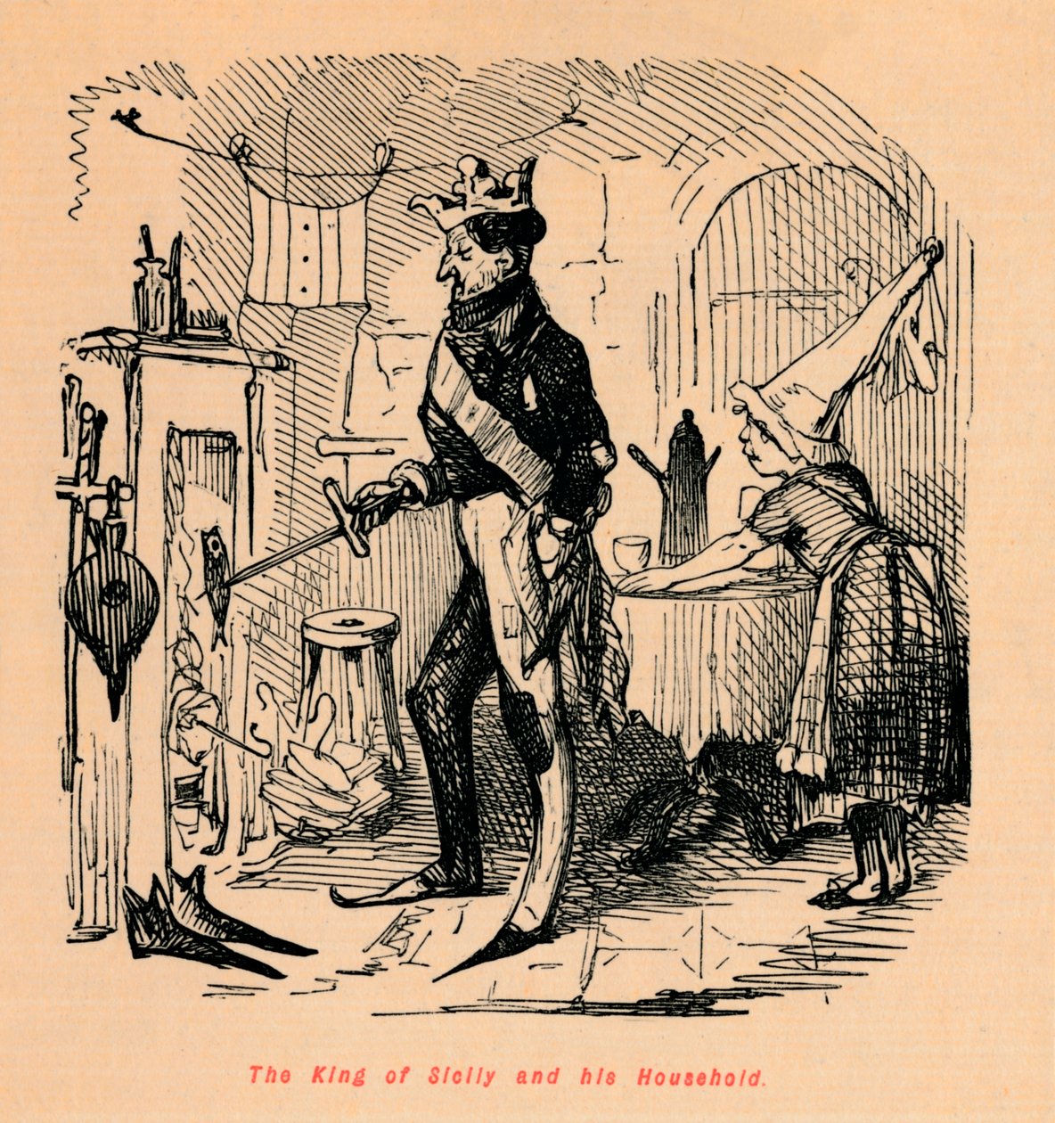 Szicília királya és háztartása, alkotó: John Leech