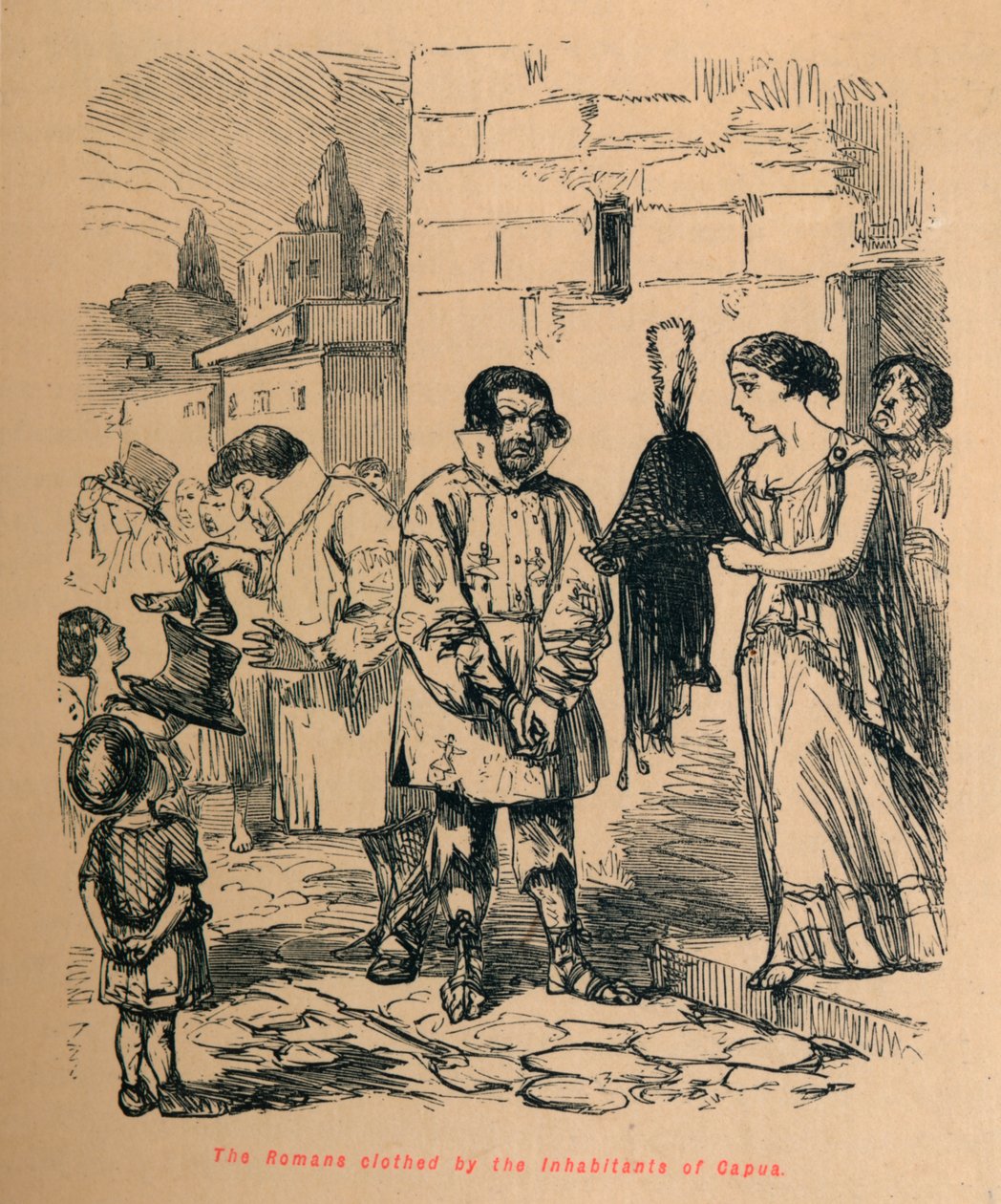 A rómaiak Capua lakosai által felöltözve, 1852 alkotó: John Leech