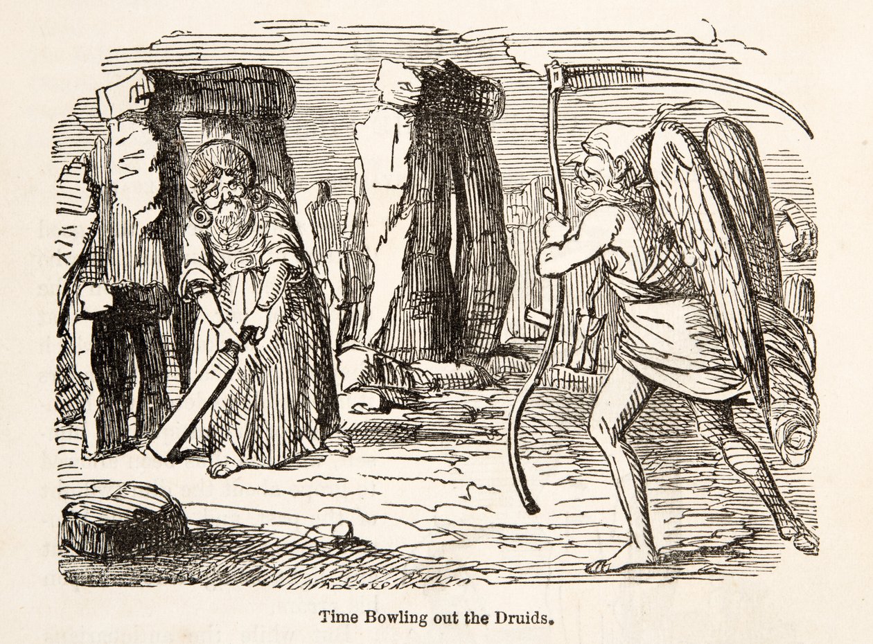 Time Bowling out the Druids, The Comic History of England, pub. 1864 alkotó: John Leech