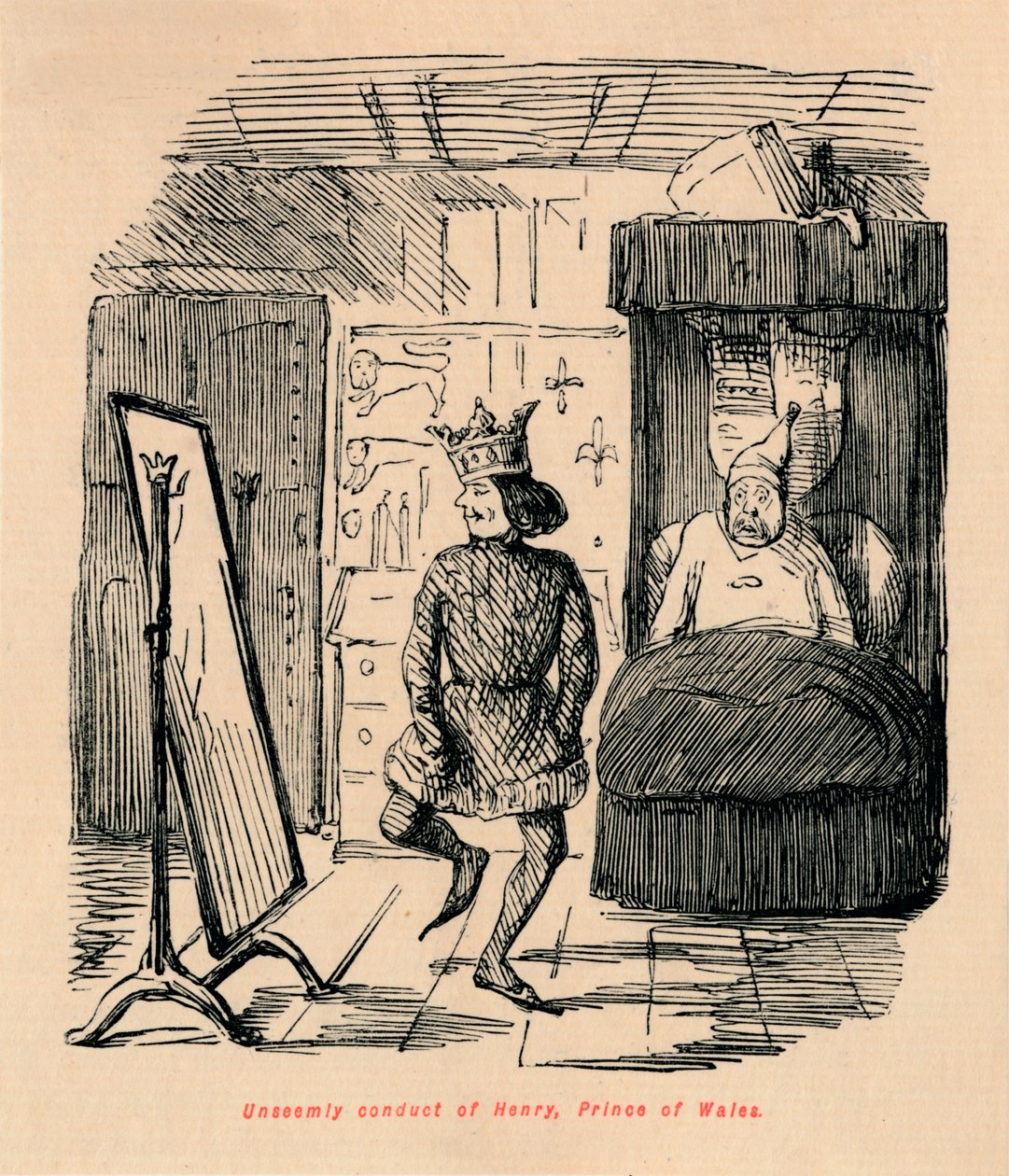 Henrik, walesi herceg méltatlan viselkedése, 1860, 1860 c alkotó: John Leech