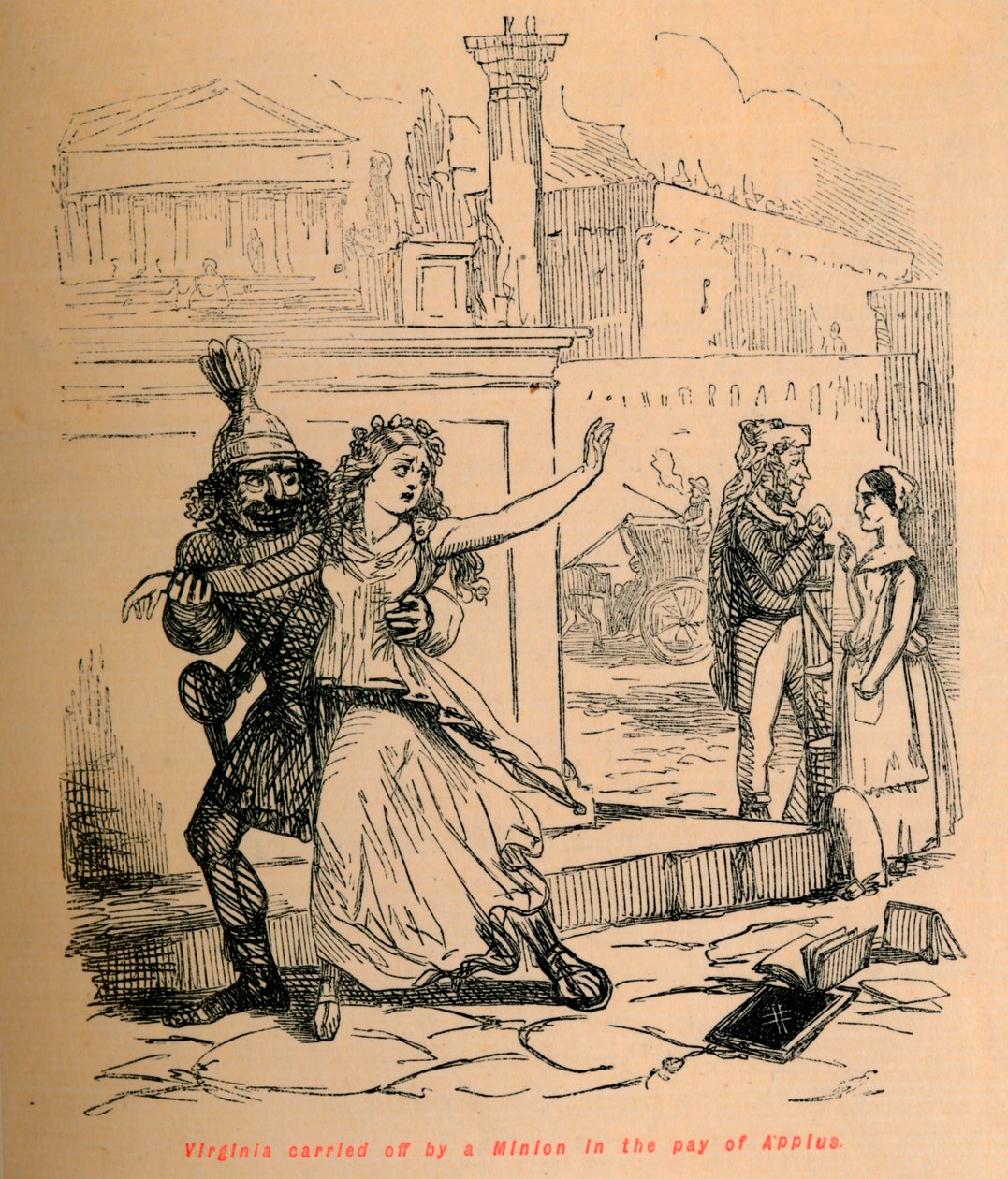 Virginiát egy Minion vitte el Appius fizetésében, 1852 alkotó: John Leech
