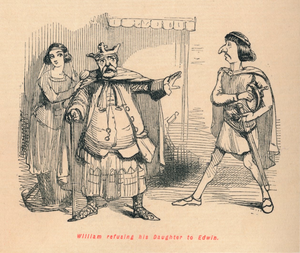 William visszautasítja a lányát Edwinnek, c1860, c1860 alkotó: John Leech