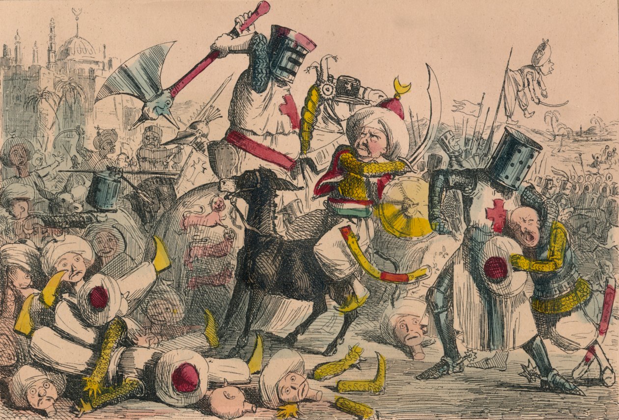 Nagyszerű harc Richard Coeur de Lion és Saladin között, 1850 alkotó: John Leech and Gilbert Abbott A Beckett