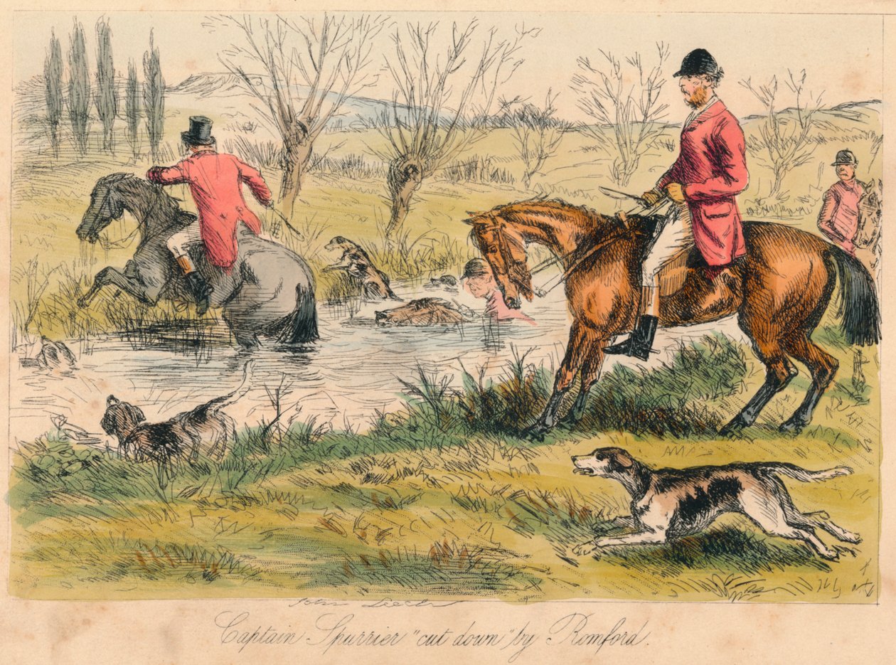 Spurrier kapitányt levágta Romford, 1865. Művészek: John Leech, Hablot Knight Browne. alkotó: John Leech and Hablot Knight Browne