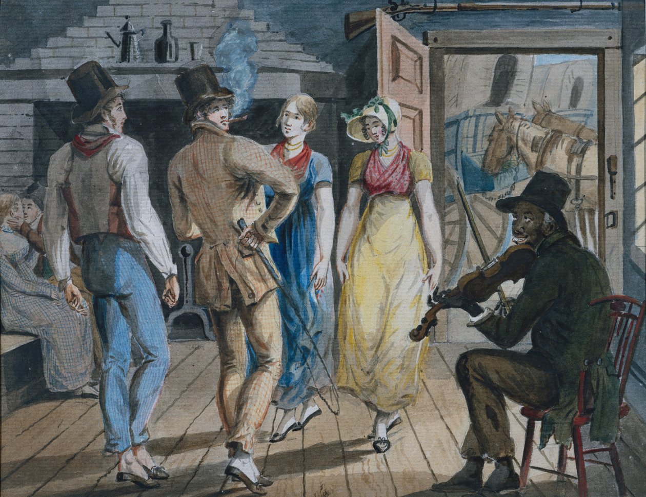 Vidámság a Wayside Innben, 1811-kb. 1813. alkotó: John Lewis Krimmel
