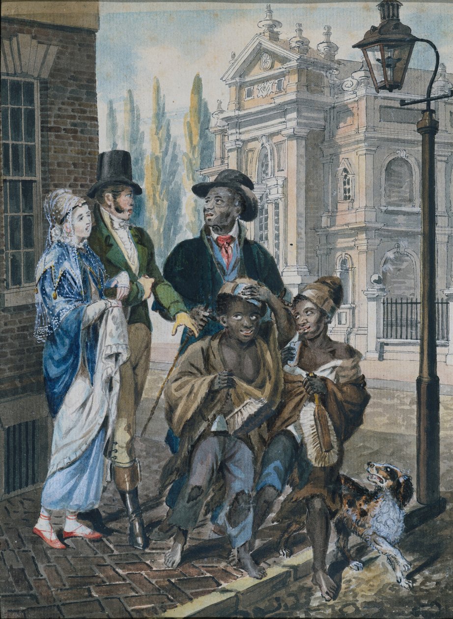 Világi népi kérdezősködő kéményseprők és mesterük Krisztus előtt Templom..., 1811-ca. 1813. alkotó: John Lewis Krimmel