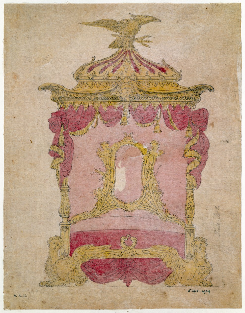 Tervezés ágyhoz, 1755-60 körül alkotó: John Linnell
