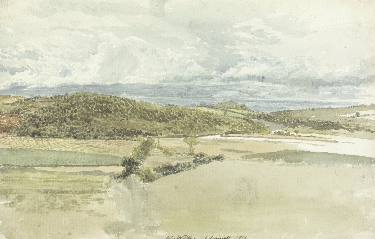 Táj Észak-Walesben, 1813 (wc grafit fölött, papíron) alkotó: John Linnell