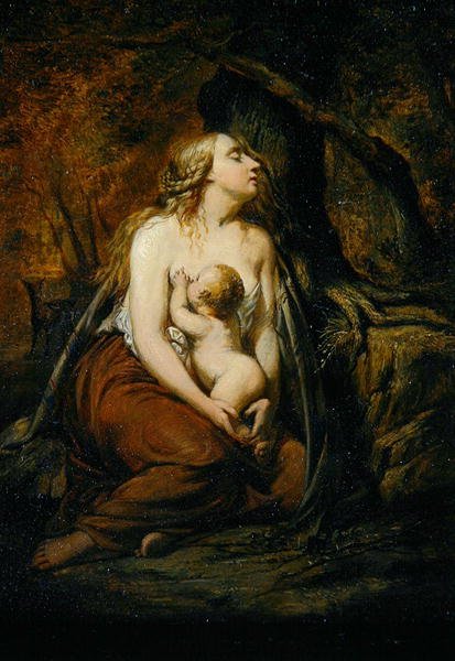 Anya és gyermeke (olaj, vászon) alkotó: John Linnell