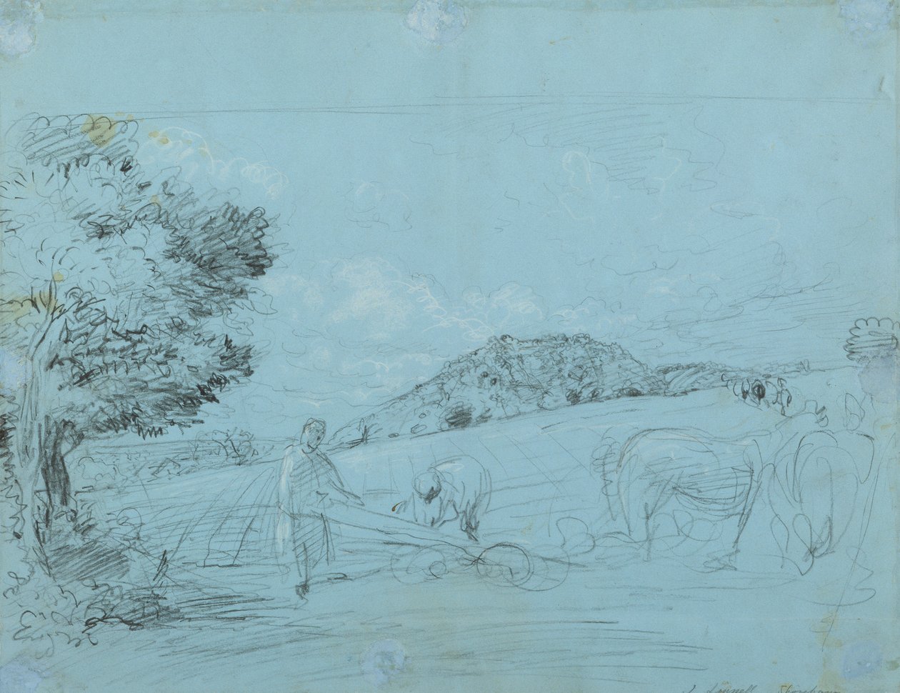 Szántás Shorehamben (ceruza és kréta papíron) alkotó: John Linnell