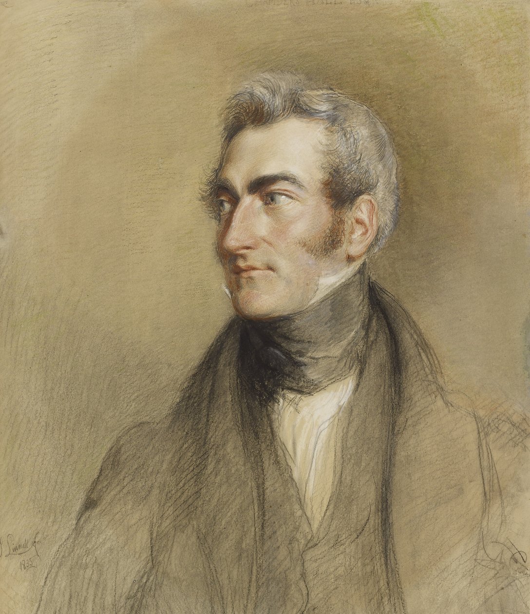 Chambers Hall portréja, 1835 (fekete és vörös kréta) alkotó: John Linnell