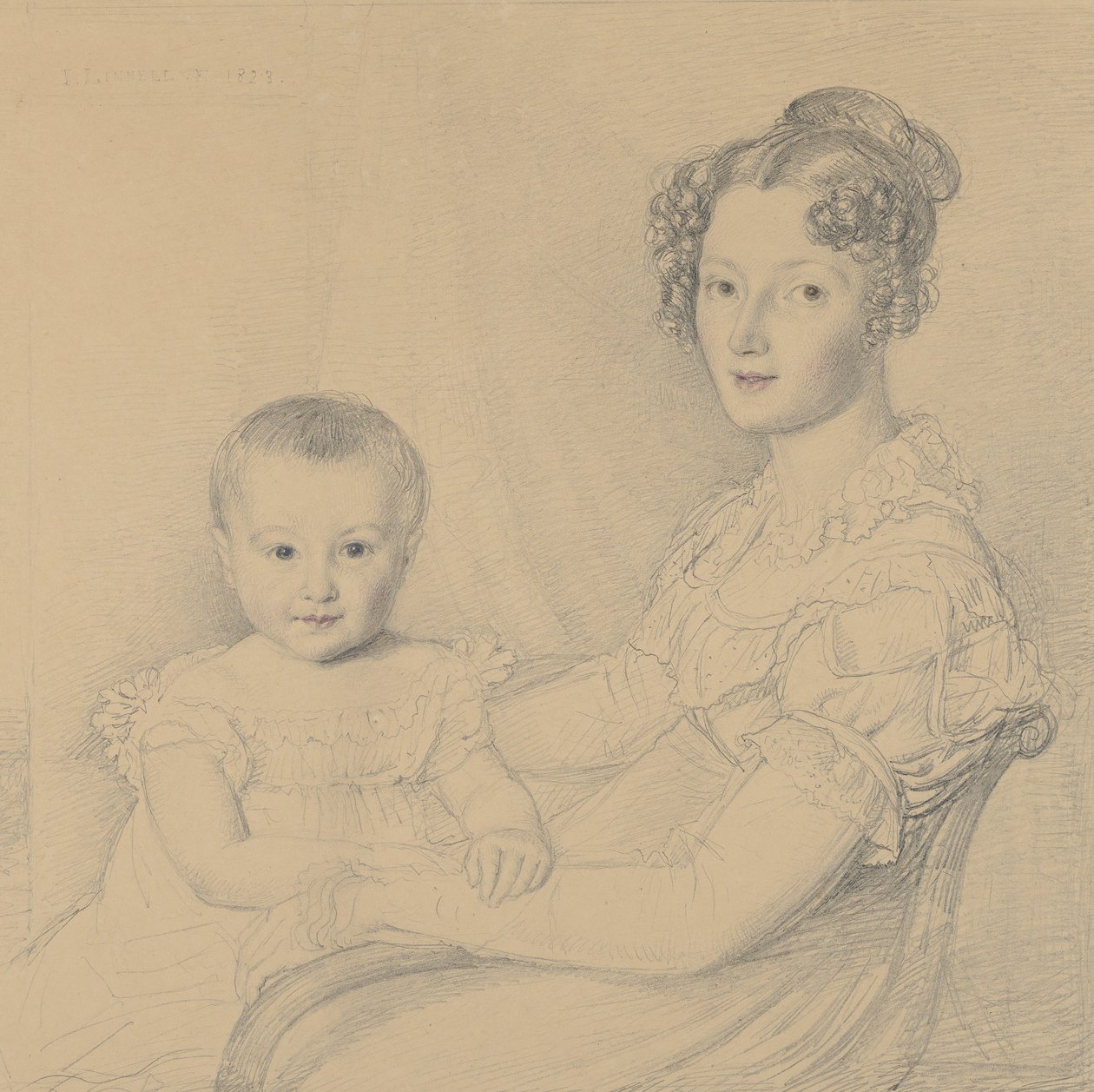 Egy anya és gyermek portréja, 1823. alkotó: John Linnell