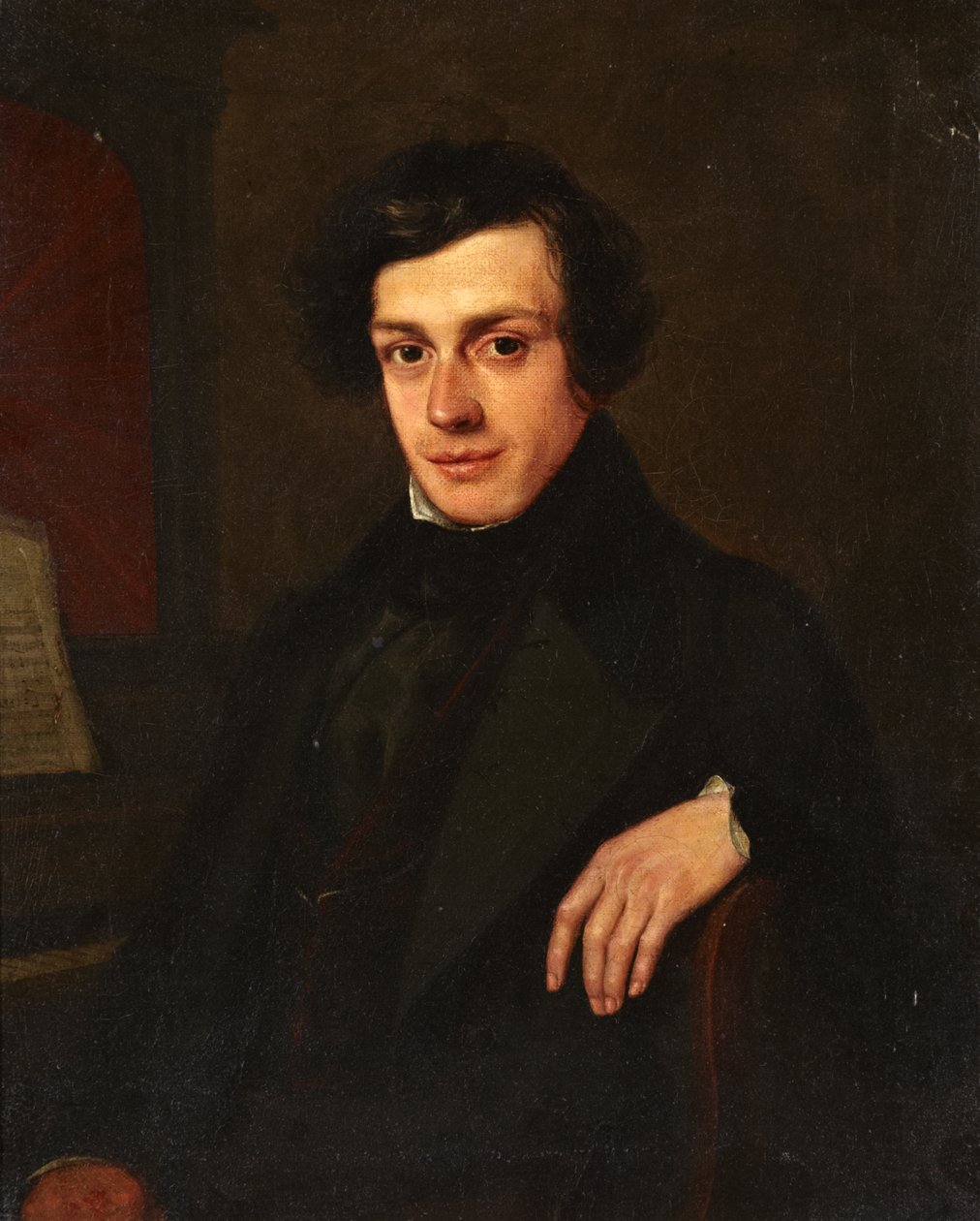 Fiatal férfi portréja zongora mellett, 1810-30 körül alkotó: John Linnell