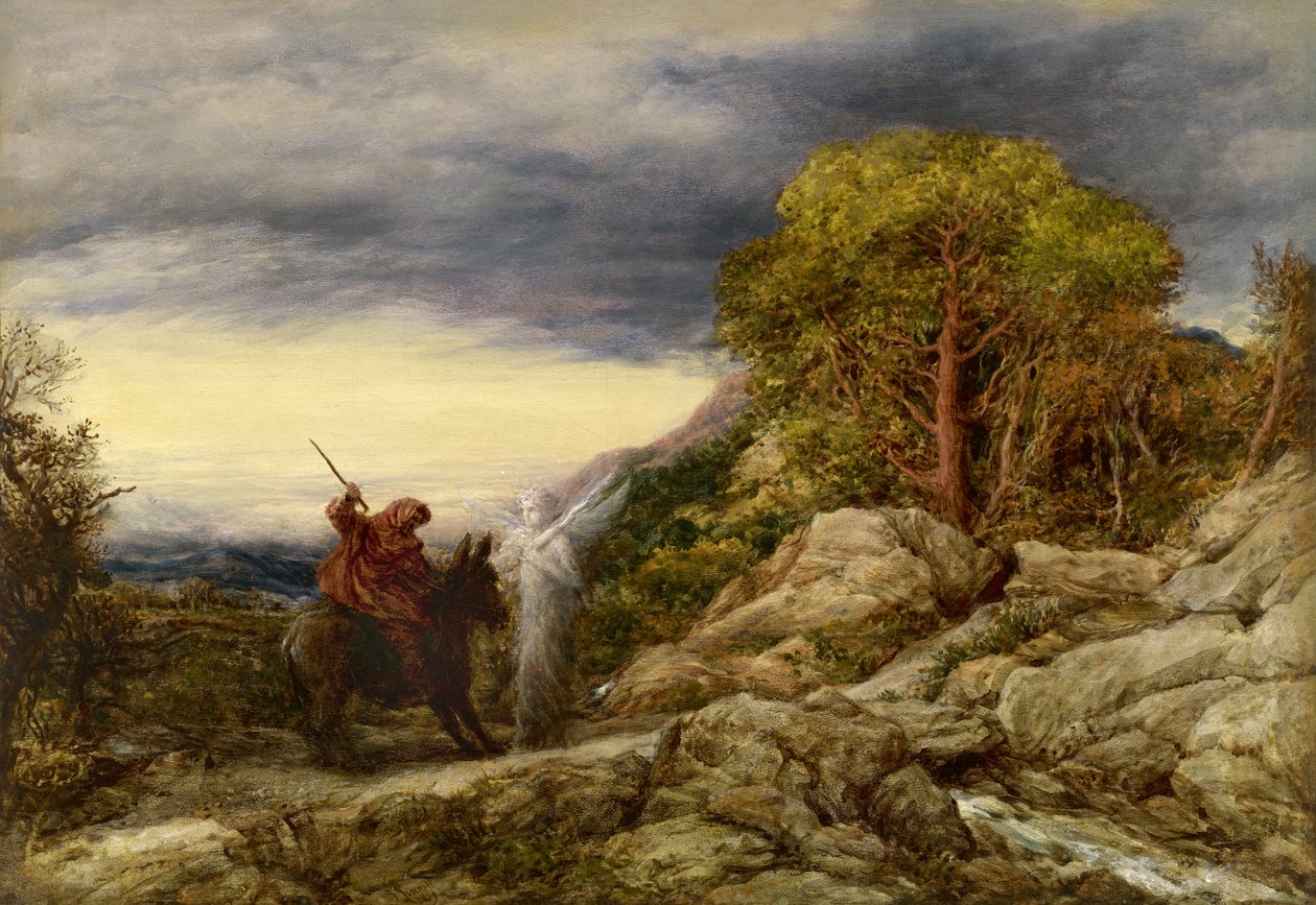 Bálám próféta és az angyal, 1859 (olaj, papír, vászonra fektetve) alkotó: John Linnell