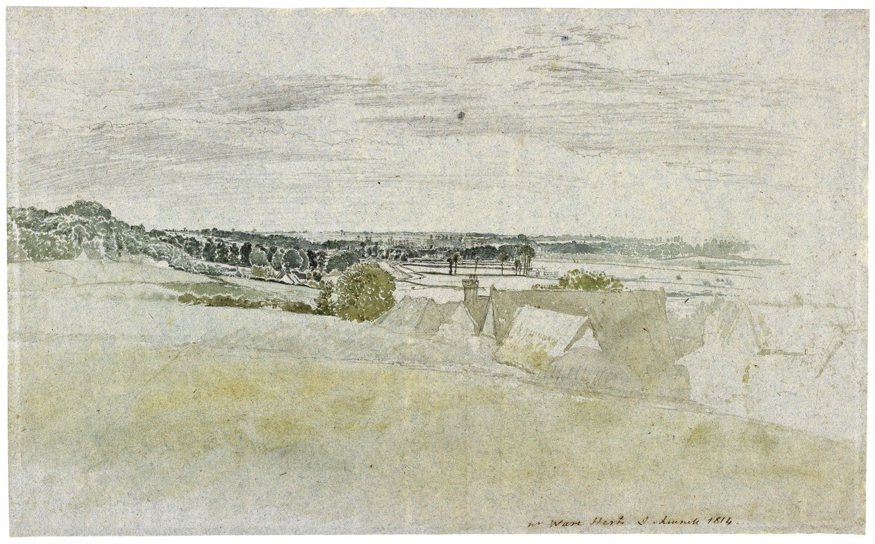 Kilátás az Amwell Hillre, Ware közelében, Hertfordshire-ben, 1814. Írta: John Linnell alkotó: John Linnell