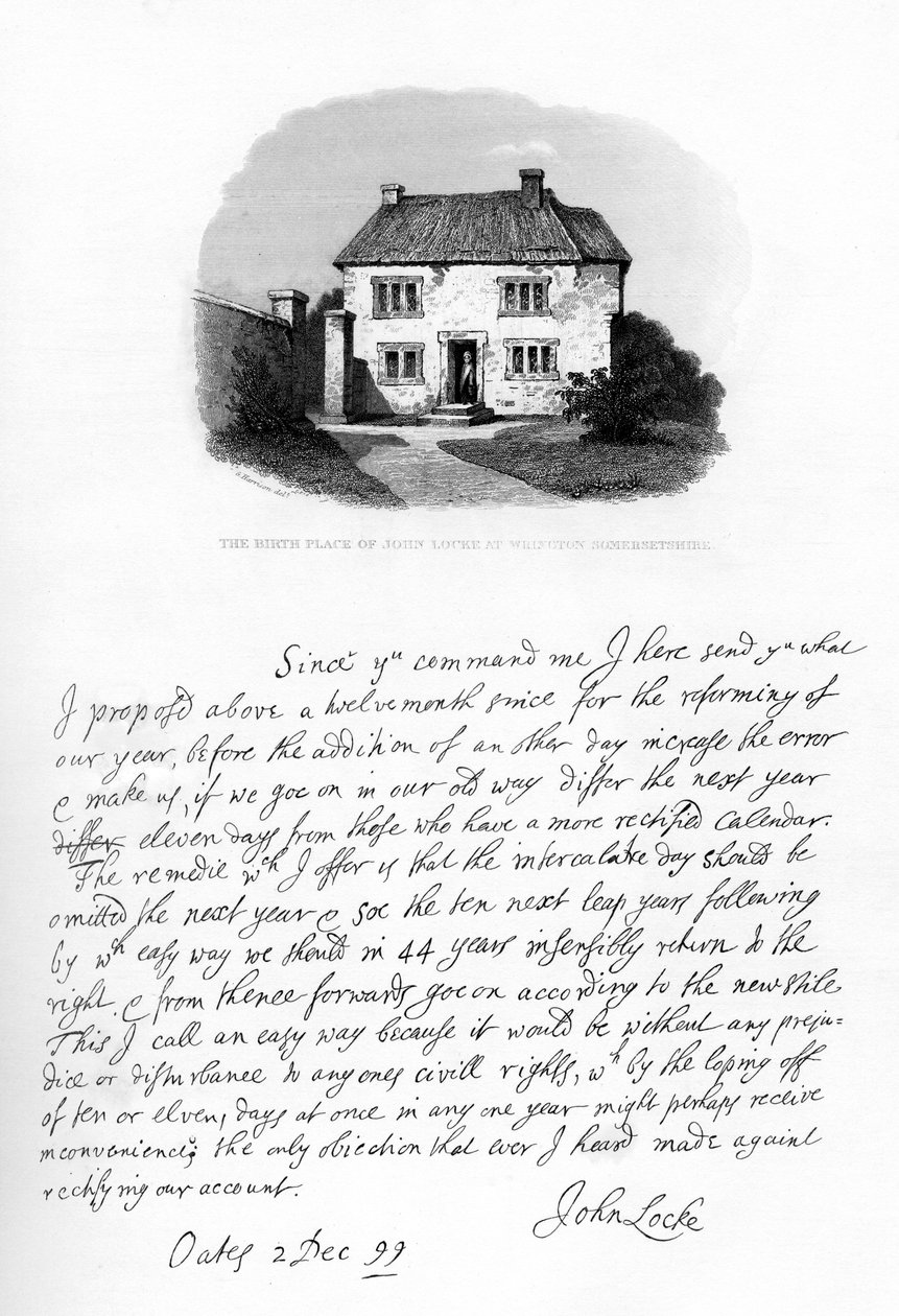 Része John Locke Sir Hans Sloane-nek írt levelének, 17. század vége-18. század eleje, 1840. alkotó: John Locke