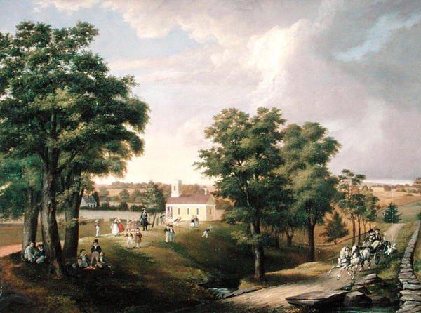 Kilátás a Greens Farms iskolaházára alkotó: John Ludlow Morton