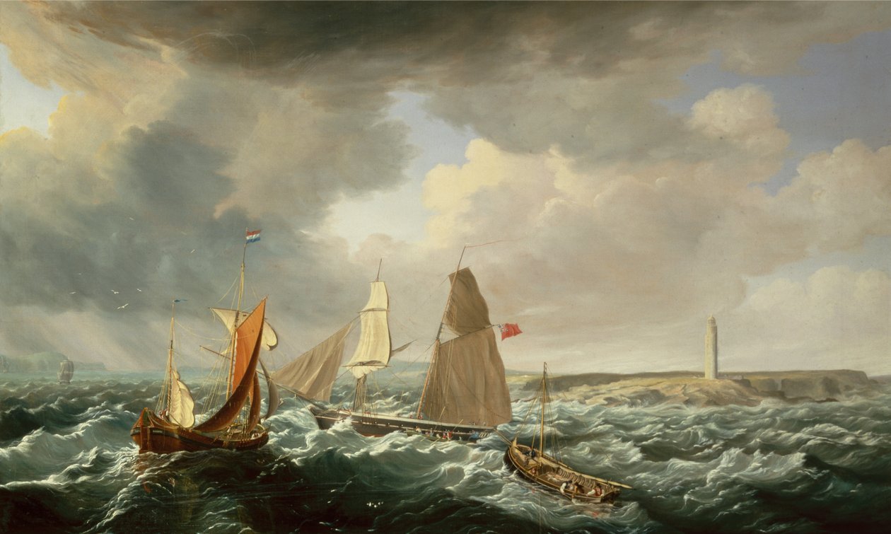 Brigantine, holland Galiot és halászhajók (olaj, vászon) alkotó: John Lynn