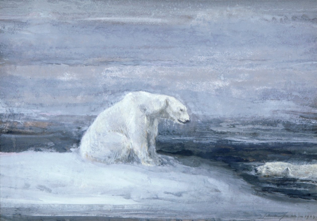 „Jegesmedvék fókákat keresnek egy jéglyukban”, 1867-1910 alkotó: John Macallan Swan