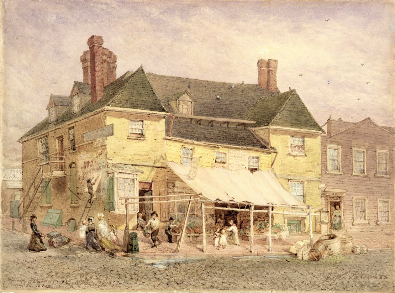 William Penns Mansion, South Second Street, Philadelphia, 1864 (gouache, forgácslapra szerelt papíron) alkotó: John Mackie Falconer