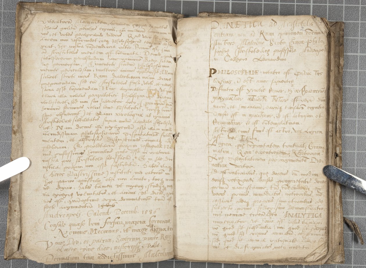 Előadásjegyzetek a dialektikáról, 1584-86 körül (toll és tinta papíron bekötött kötetben) alkotó: John Malcolm