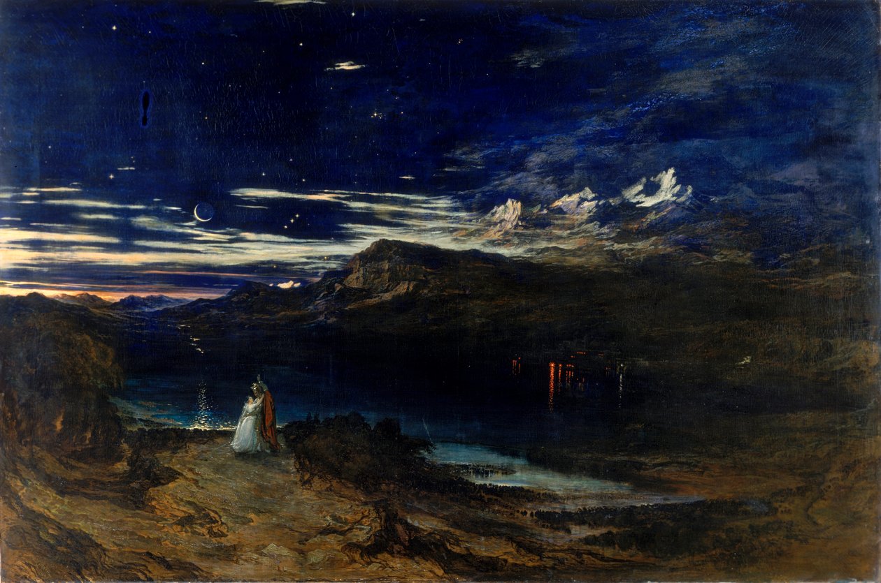 Arthur és Aegle a Boldog-völgyben, 1849 alkotó: John Martin