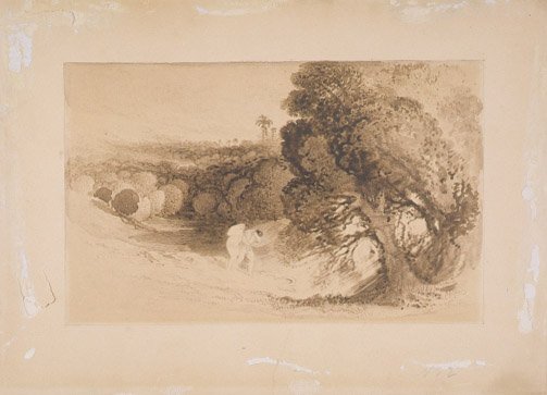Kiutasítás az Édenből, (barna mosás a kártyára fektetett papíron) alkotó: John Martin